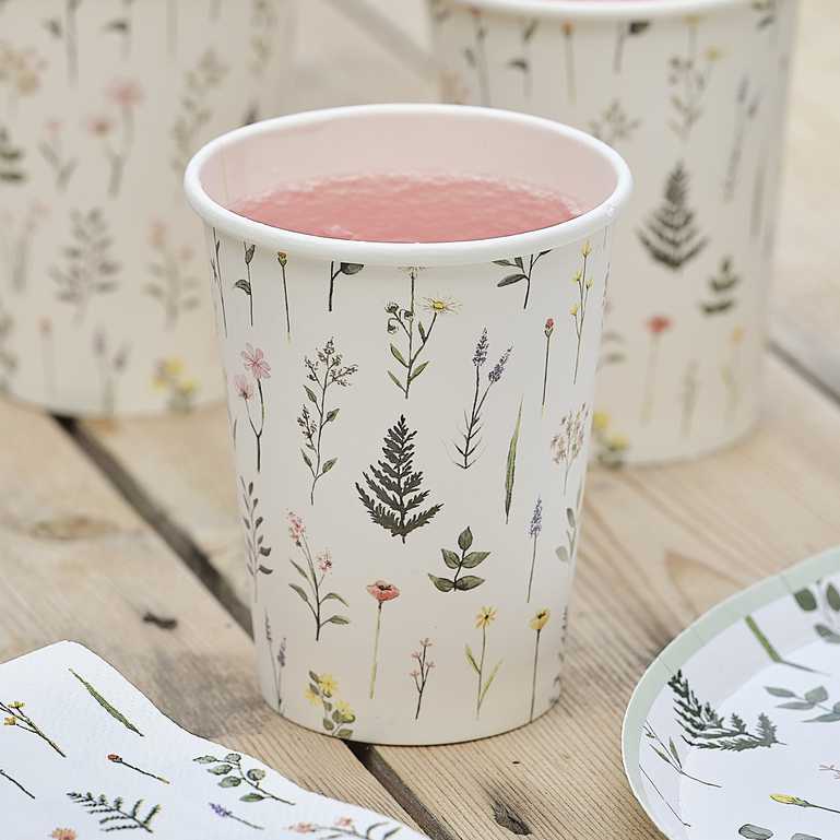 Bridal Bloom Floral Paper Party Cups