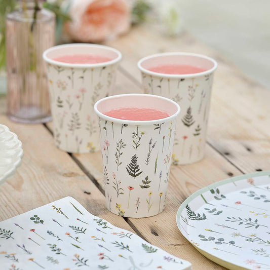 Bridal Bloom Floral Paper Party Cups