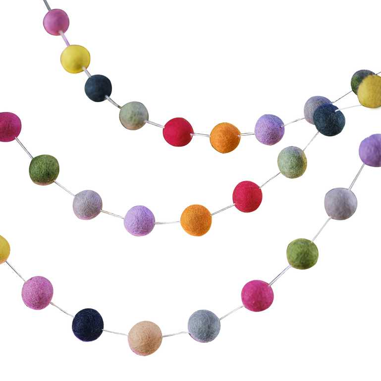Bright Colourful Pom Pom Christmas Garland