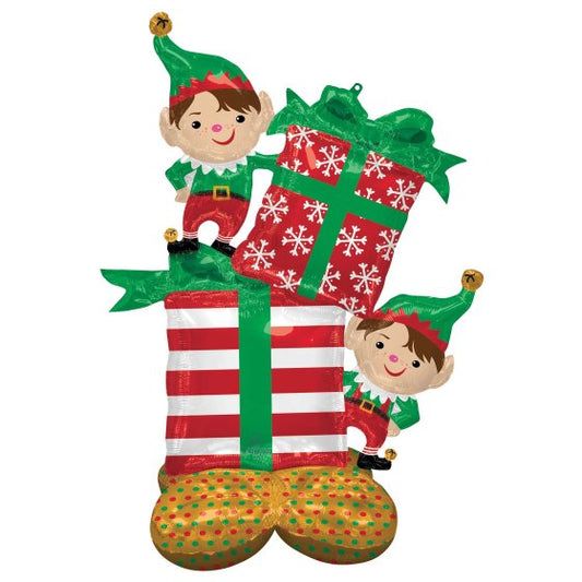 Standing Christmas Elves Presents Balloon Decoration