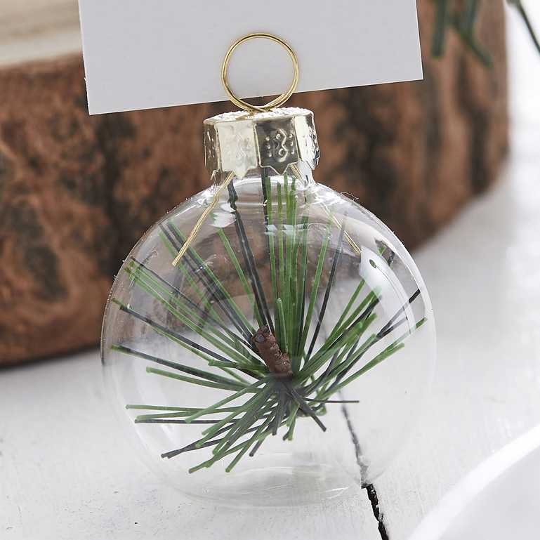 christmas pine tree bauble name place setting card holder decoration for the dinner lunch table