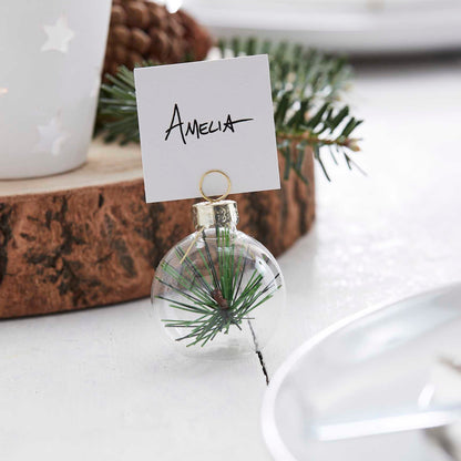christmas pine tree bauble name place setting card holder decoration for the dinner lunch table