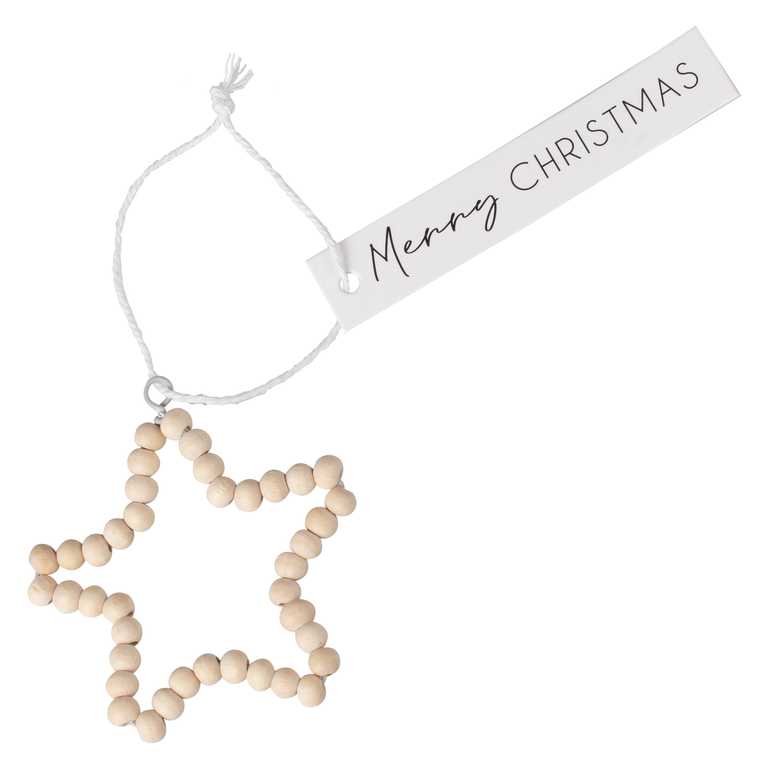 Christmas Wooded Beaded Present Gift Tags