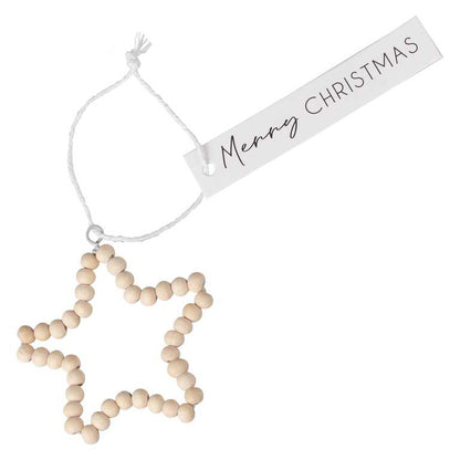 Christmas Wooded Beaded Present Gift Tags