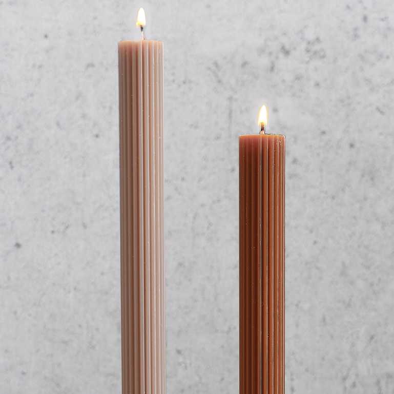 Copper Ribbed Christmas Dinner Pillar Candles