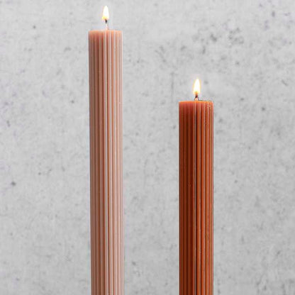 Copper Ribbed Christmas Dinner Pillar Candles