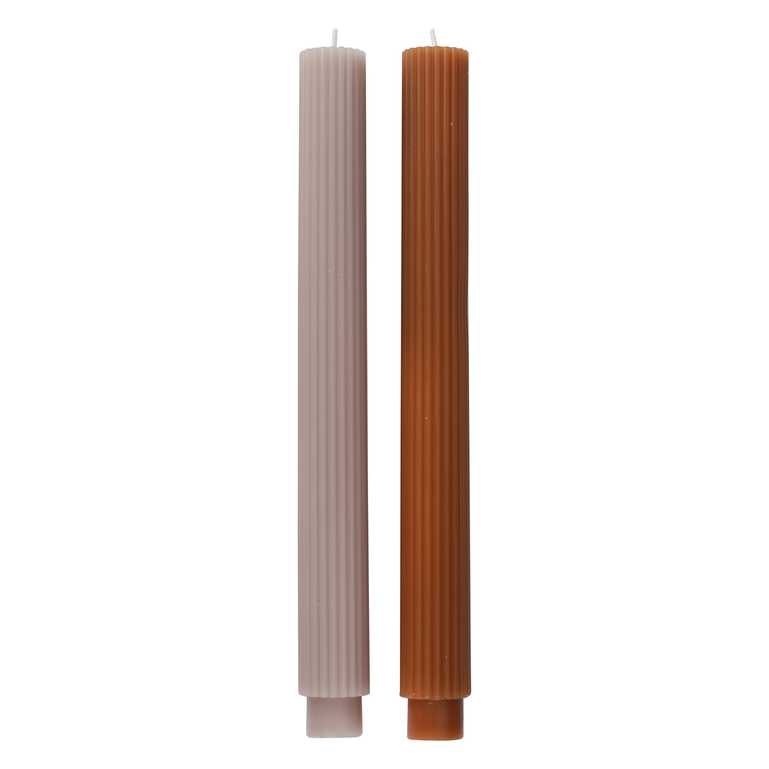 Copper Ribbed Christmas Dinner Pillar Candles