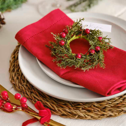 Christmas Foilage Wreath Napkin Ring Pk 6