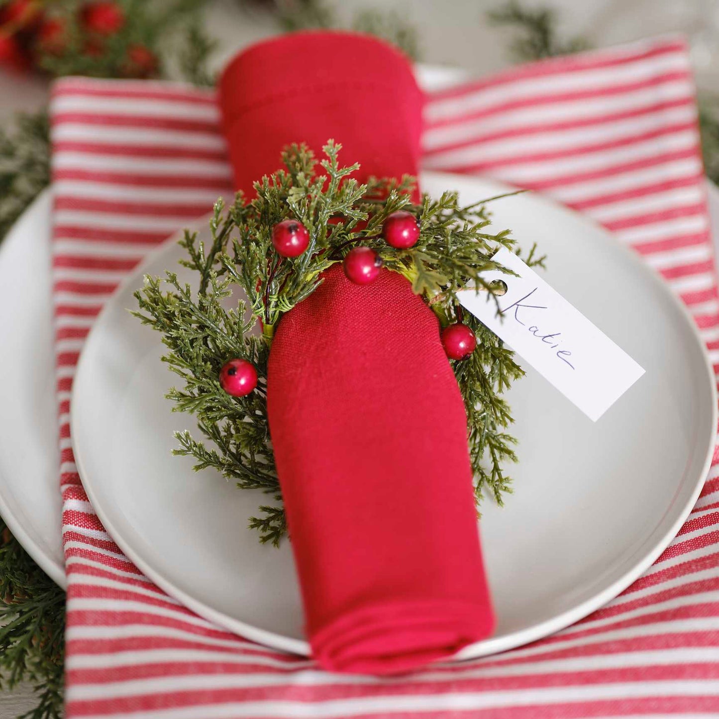 Christmas Foilage Wreath Napkin Ring Pk 6