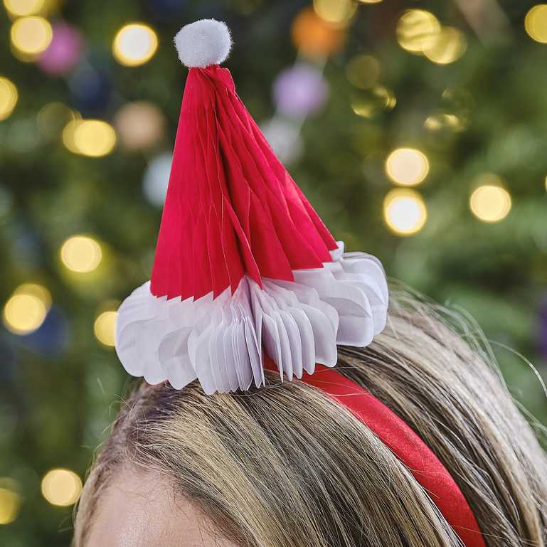 Christmas Santa Hat Honeycomb Headband Crown