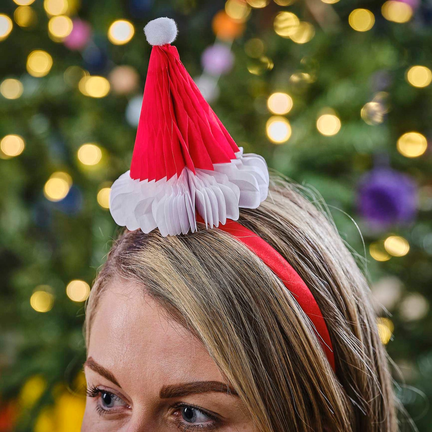 Christmas Santa Hat Honeycomb Headband Crown