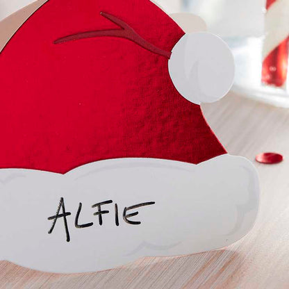 Christmas Santa Hat Guests Name Place Cards