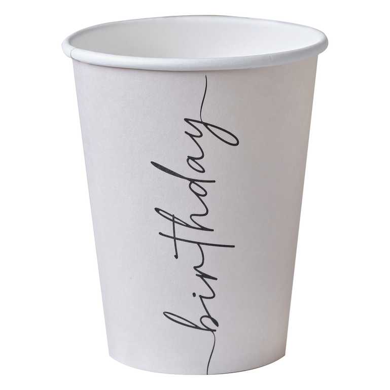 Nude & Black Happy Birthday Paper Party Cups