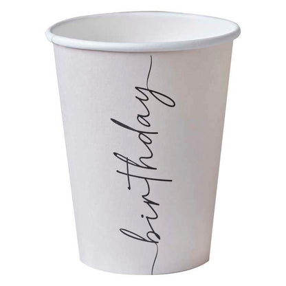 Nude & Black Happy Birthday Paper Party Cups