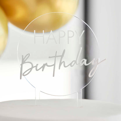 clear acrylic happy birthday re-usable cake topper birthday party decoration