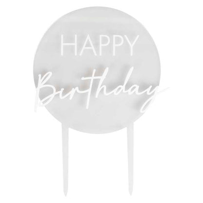 clear acrylic happy birthday re-usable cake topper birthday party decoration