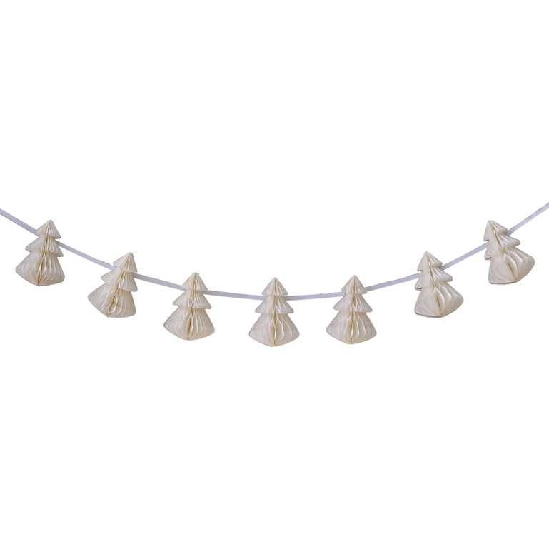 Eco-Friendly Cream Christmas Tree Honeycomb Bunting Garland Decoration