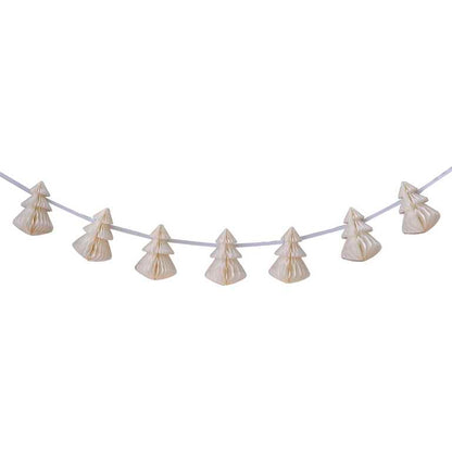 Eco-Friendly Cream Christmas Tree Honeycomb Bunting Garland Decoration