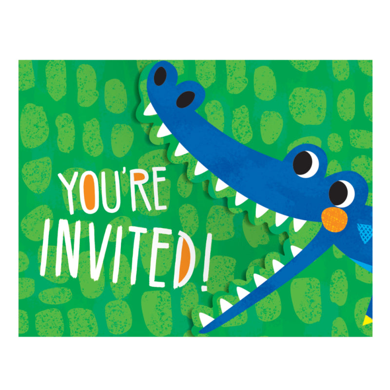 Crocodile Aligator Kids Birthday Party Invitations