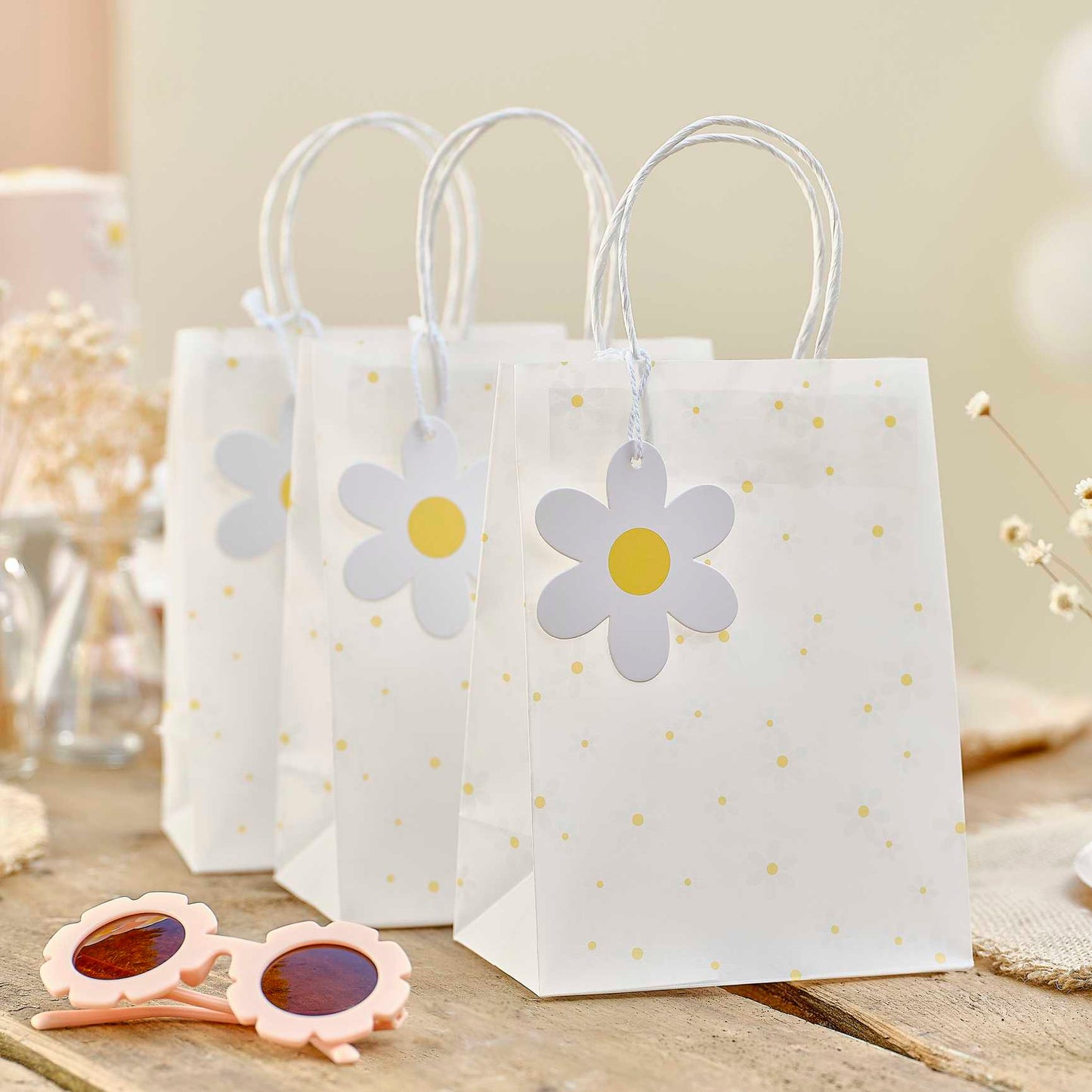 Daisy Flower Floral Paper Party Bags