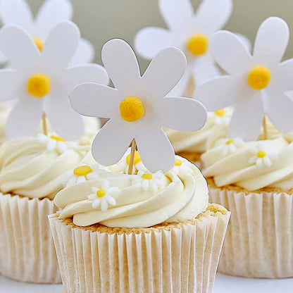 Daisy Flower Cupcake Cake Toppers