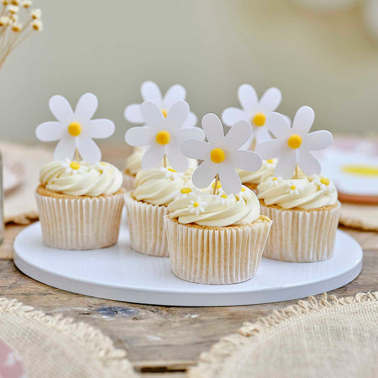 Daisy Flower Cupcake Cake Toppers