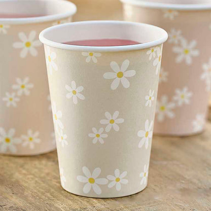 Pastel Daisy Flower Floral Paper Party Cups