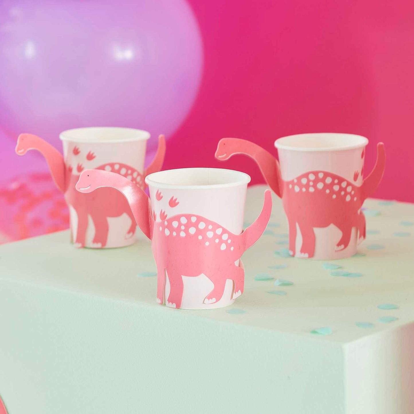 Pink Pop Out Dinosaur Paper Cup