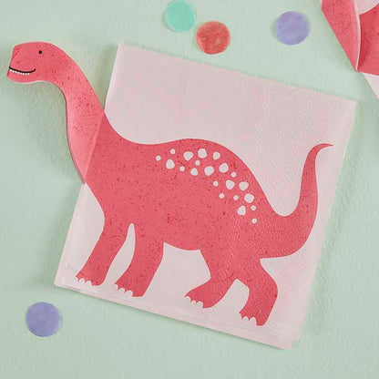 pink dinosaur girls kids birthday party theme paper party napkin serviettes