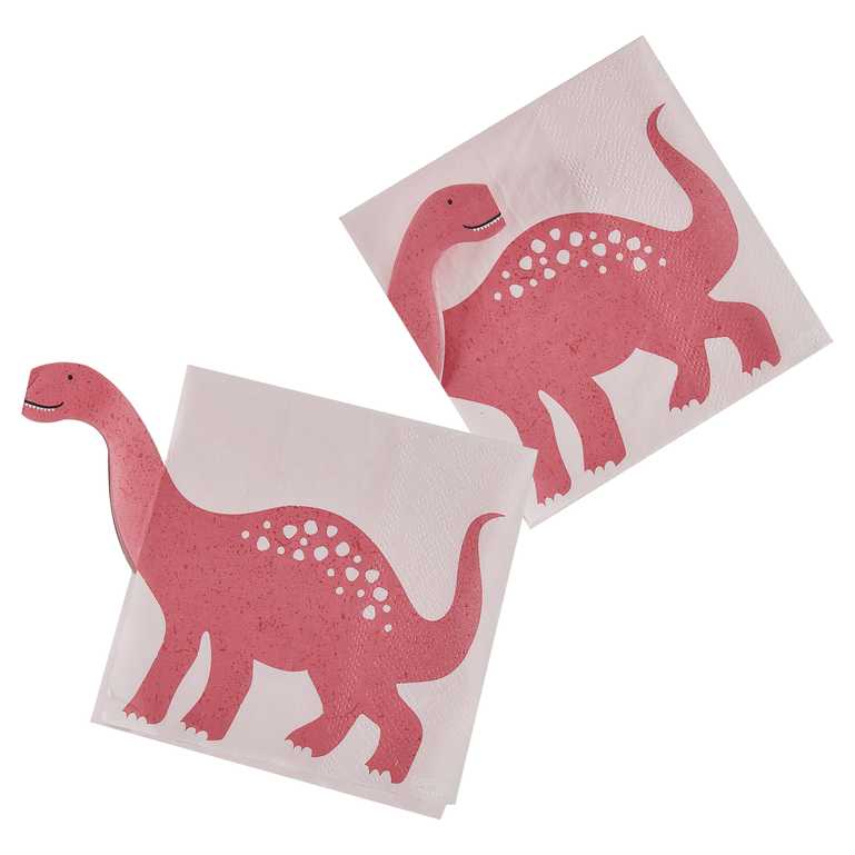 pink dinosaur girls kids birthday party theme paper party napkin serviettes