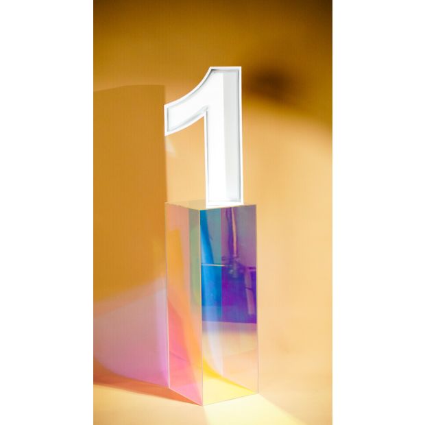 Iridescent Rainbow Birthday Square Acrylic Plinth