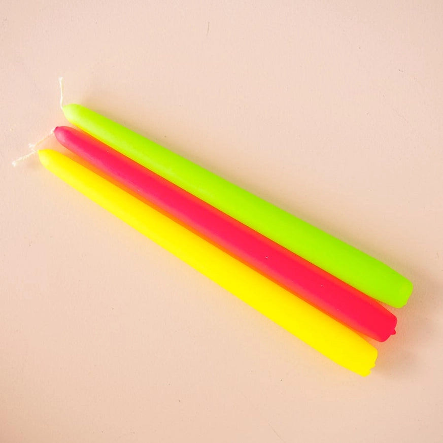 Neon Yellow Tapered Candle