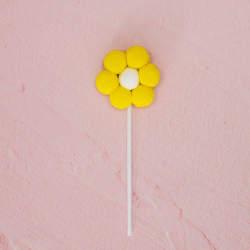 Yellow Daisy Pom Pom Cake Topper