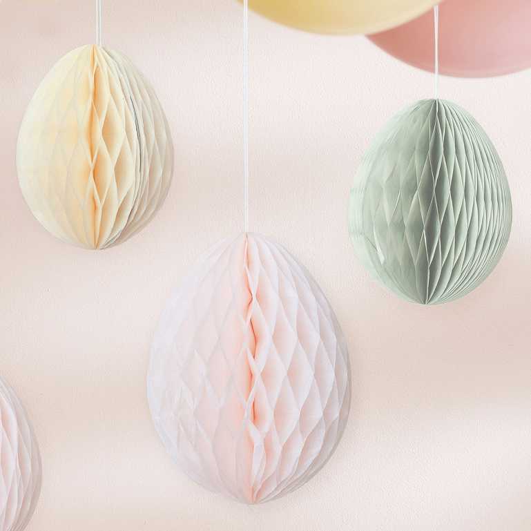 Eco-Friendly Honeycomb Hanging Easter Egg Decorations