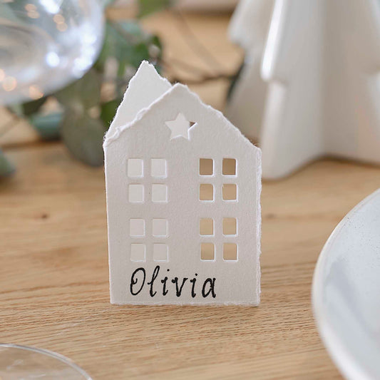 eco-friendly paper christmas house name place card decoration