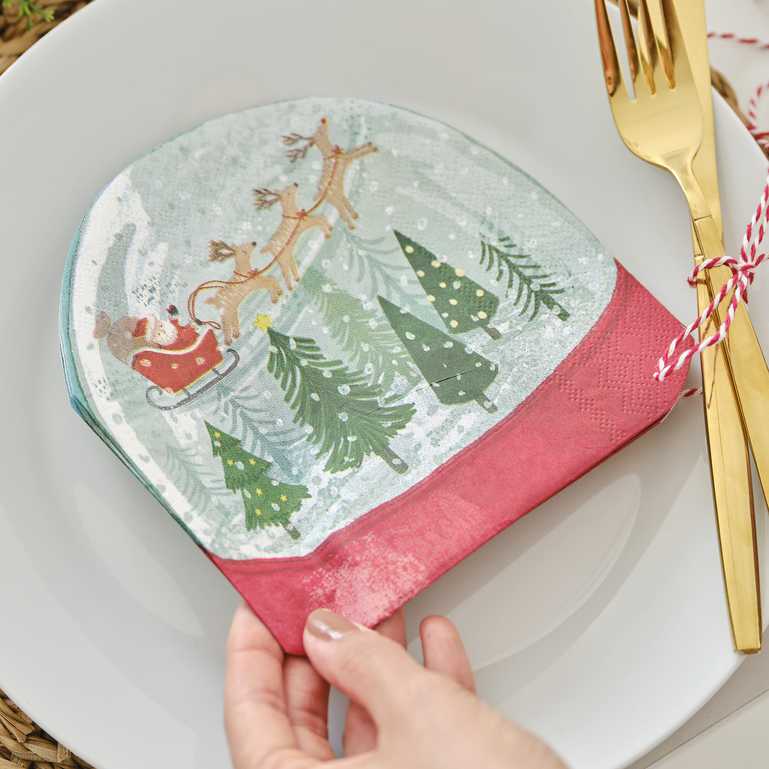 Eco-Friendly Christmas Snow Globe Paper Party Napkins