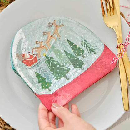 Eco-Friendly Christmas Snow Globe Paper Party Napkins