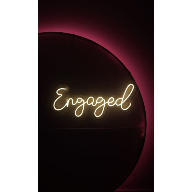 Warm White Engaged Engagement Party Neon Light Sign