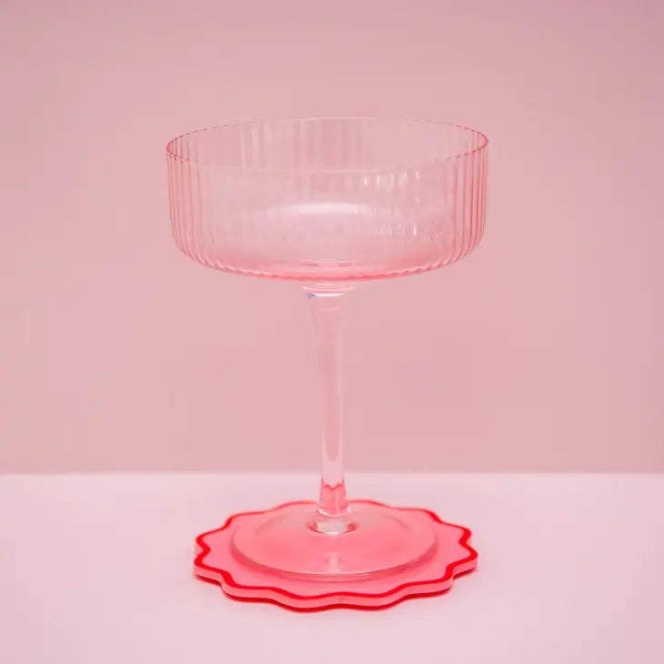 Pink Ripple Ribbed Cocktail Glass Set