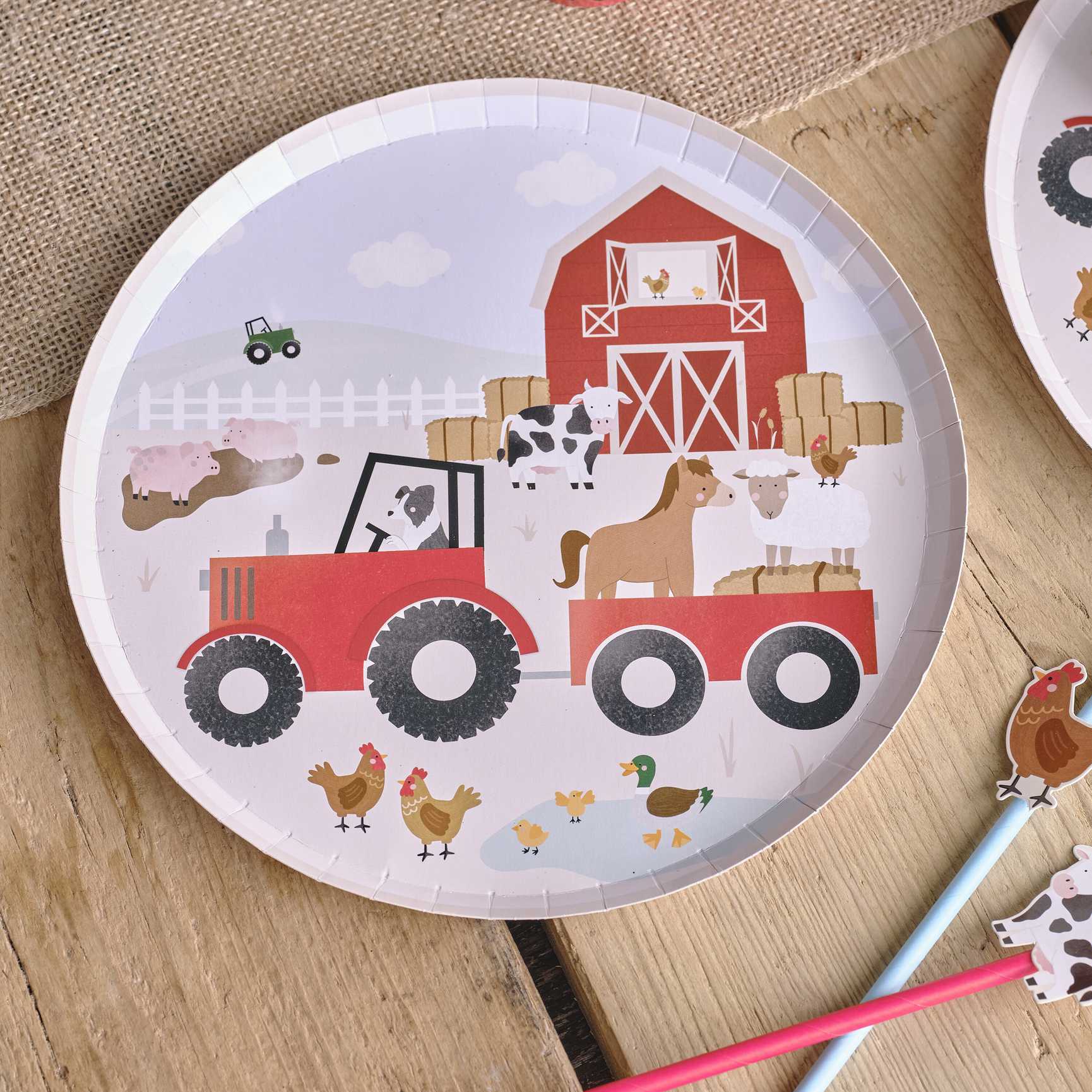 farm animal barnyard kids birthday party theme paper party plates