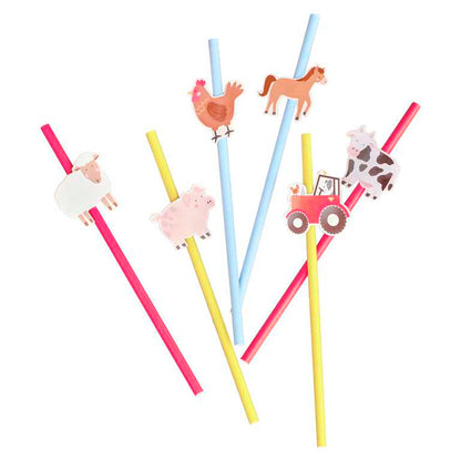 Farm animal barnyard birthday party theme paper party straw