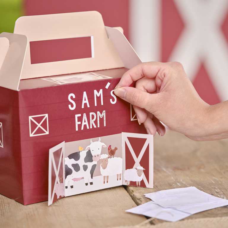 farm animal barnyard kids birthday party theme treat bags boxes for kids