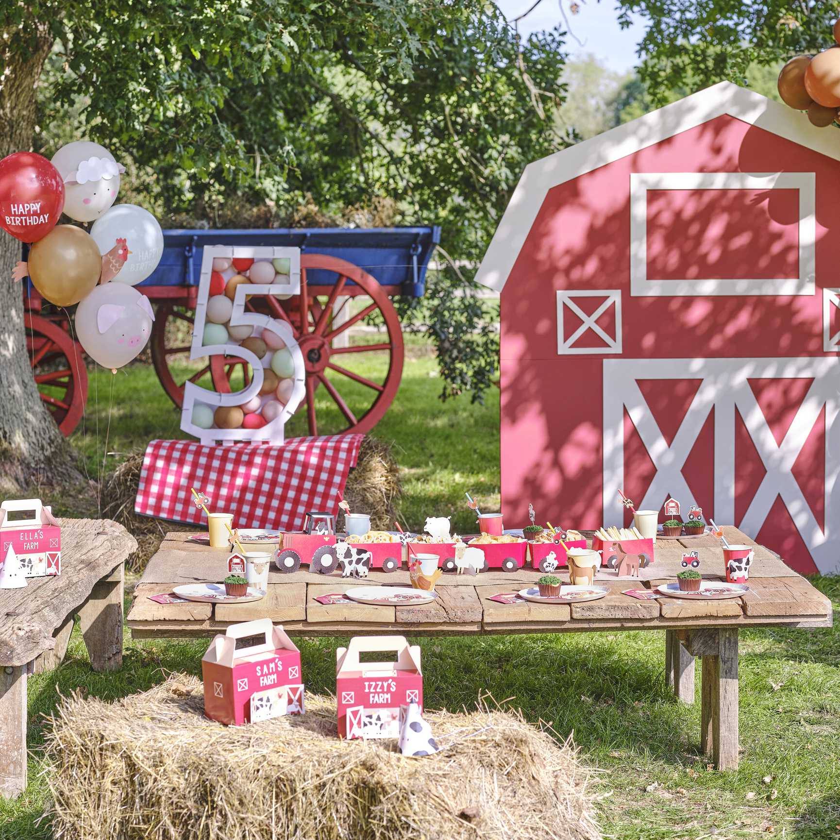 farm animal barnyard birthday party theme food tractor stand tray display 3d tractor made from card