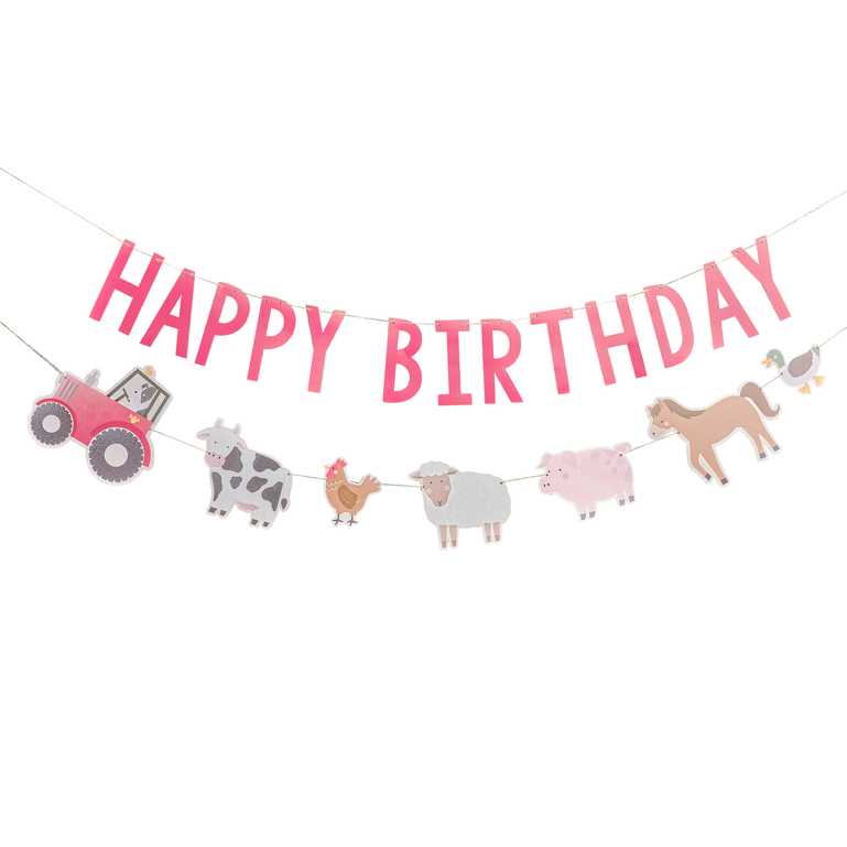 Farm Animal Happy Birthday Banner Bunting
