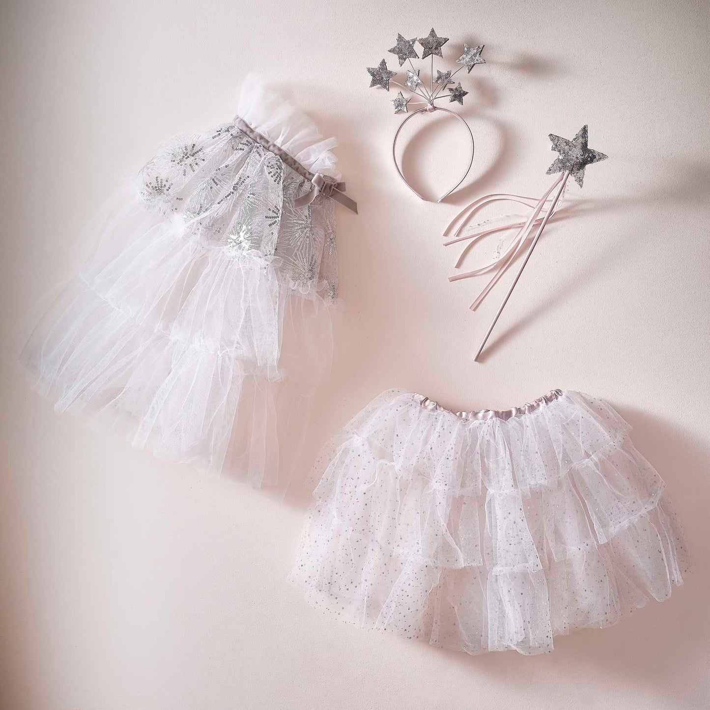 White & Silver Snow Princess Fairy Costume Tutu