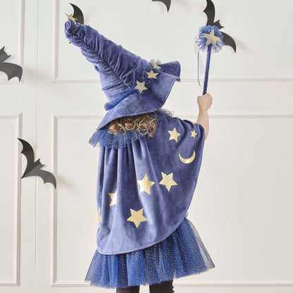 blue velvet kids girls wizard witch costume cape dress up party halloween