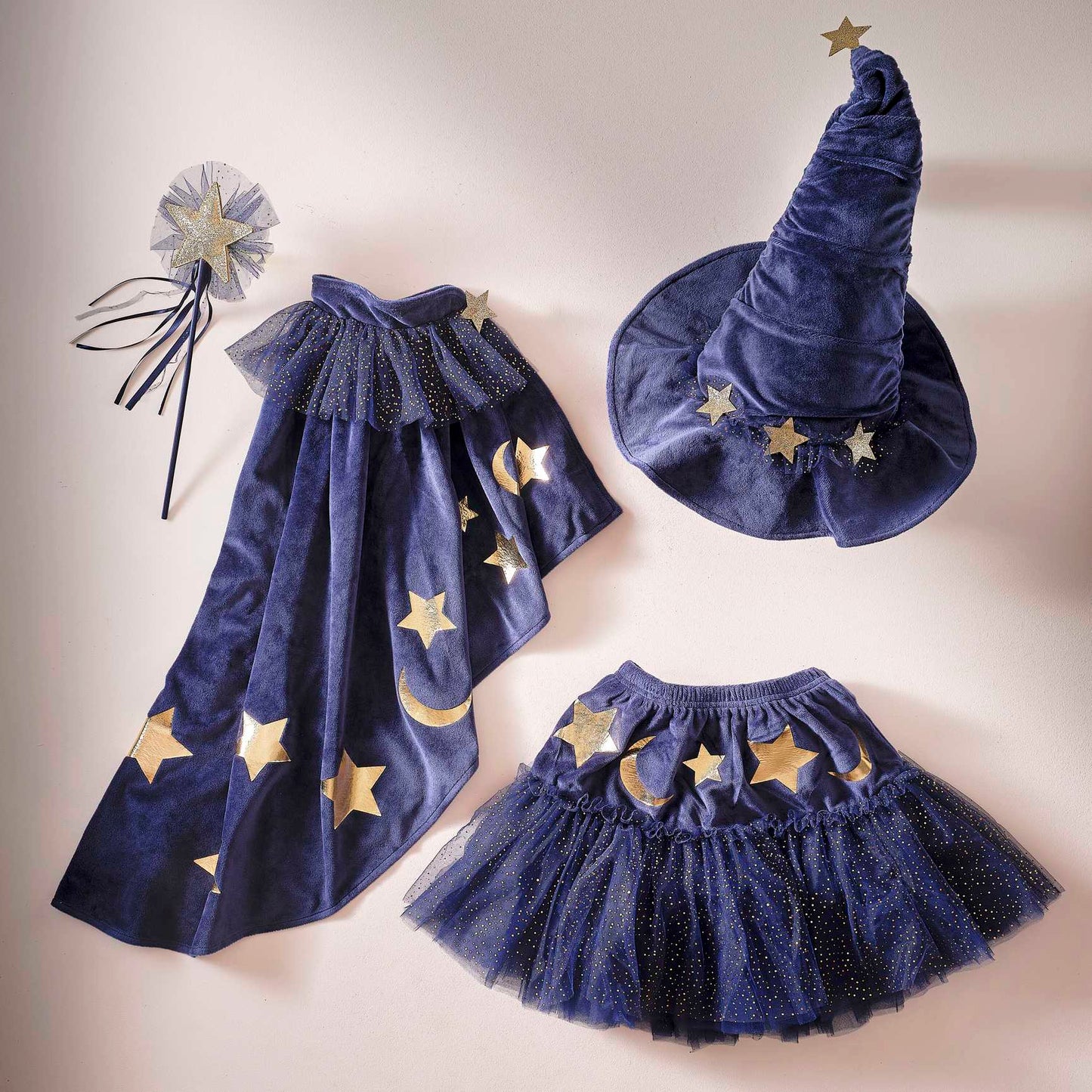 blue velvet kids girls wizard witch costume cape dress up party halloween