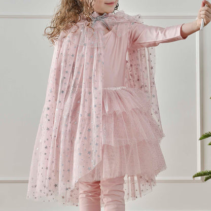 Pink & Silver Sparkle Fairy Kids Costume Cape