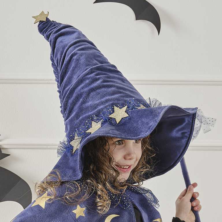 Navy Velvet Kids Wizard Hat Halloween Costume