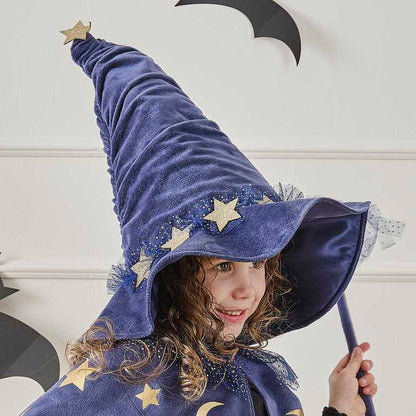 Navy Velvet Kids Wizard Hat Halloween Costume